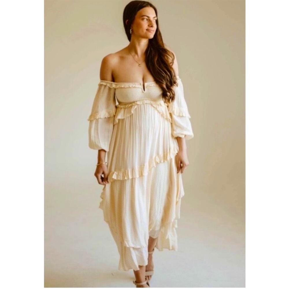 🆕✨ SPELL Clementine Cream Off-Shoulder Dress